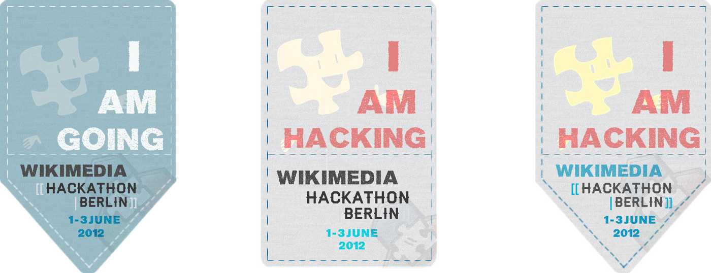 Badges made at the hackathon